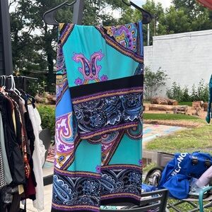 Strapless Paisley Dress in Blue and Purple